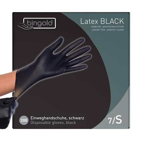 BINGOLD Guantes desechables de látex negro, 2 x 100 unidades