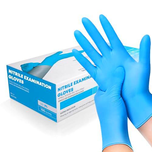 K-MART Guantes desechables de nitrilo azul, caja con 100 unidades