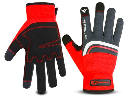 WESTWOOD FOX Guantes de Jardinería Cuero prueba Espinas Guantes de trabajo resistentes para mujeres hombres herramientas jardín