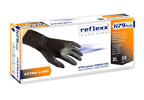 Reflexx n79p/M extra largo, 30 cm, sin polvo guantes de nitrilo gr7.7