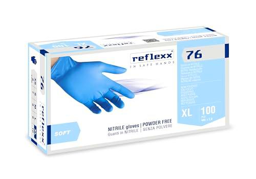 Reflexx - Guantes de nitrilo sin polvo, 3,5 g, XL, azul claro, 100
