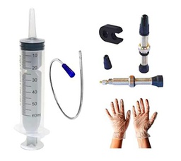 BULL BERNA Kit Dosificador Jeringuilla Liquido Tubeless + 2 Valvulas Presta y llave quita Obus