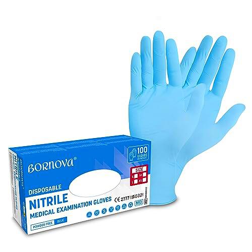 BORNOVA Guantes de Examen Médico de Nitrilo - Paquete de 100 Guantes