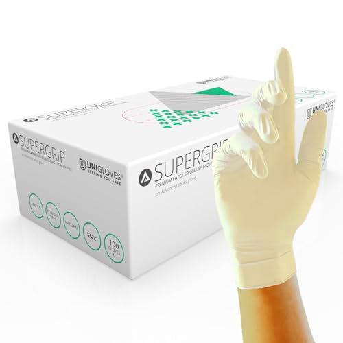 Unigloves Super Grip - Guantes de examen de látex de alta calidad