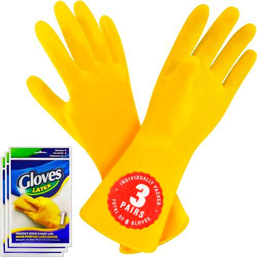 SteadMax 3/6 pares de guantes de limpieza, guantes reutilizables de goma natural