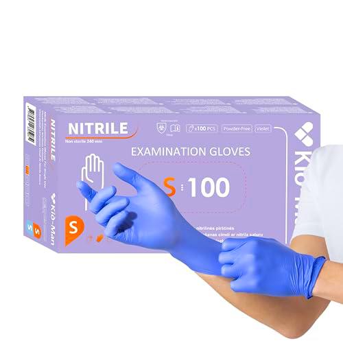 Kid-Man Guantes desechables 100 unidades/caja, Guantes desechables morados S