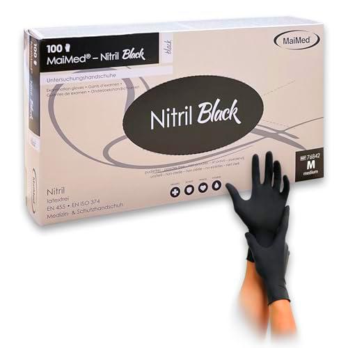 Maimed Nitril Black Guantes nitrilo desechables 100 unidades M