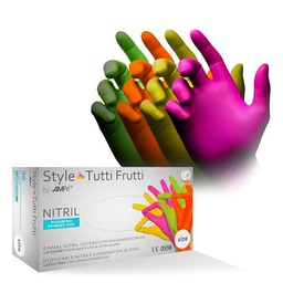 Guantes de nitrilo multicolores, 96 unidades/caja, talla XS