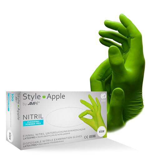 Guantes de nitrilo verde manzana, 100 unidades/caja