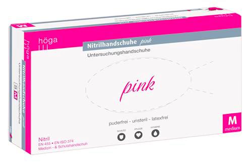höga PHARM nitrilo Guantes Rosa, Medium, sin talco