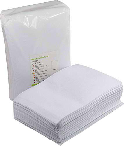 Herrmann Manoplas desechables blancas 50 unidades | Soft Molton tela no tejida | absorbente y suave para la piel | Manopla desechable ideal para áreas de higiene