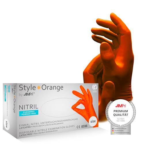 Una vez Guantes de nitrilo AMPRI Style Naranja L, sin talco