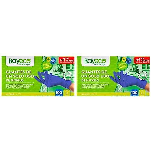 Bayeco - Guantes de un solo uso de Nitrilo - Color Azul