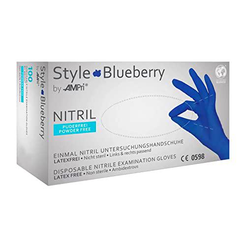 AMPri Guantes de nitrilo azul oscuro, 100 unidades/caja