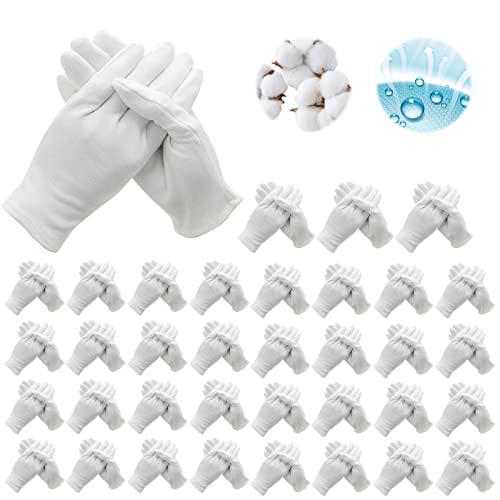 36 pares de guantes blancos de algodón: guantes de algodón blanco