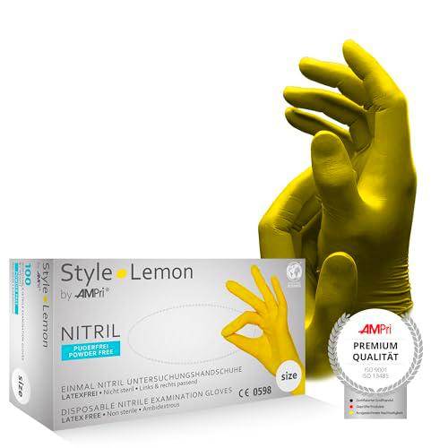 AMPri Guantes de nitrilo amarillos 100 unidades/caja
