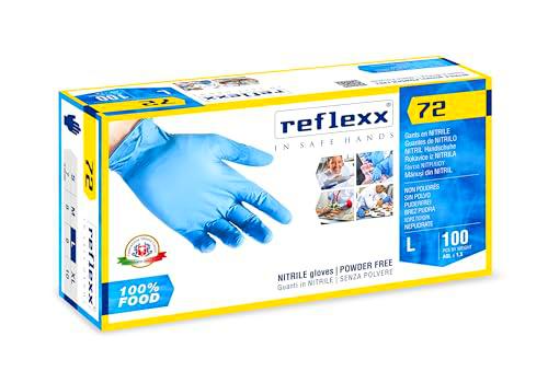 Reflexx - 100 guantes de nitrilo sin polvo, modelo R72