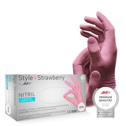 Guantes de nitrilo sin talco Style Talla XS Strawberry 100 unidades)