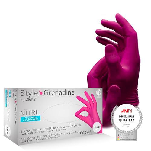 Guantes de nitrilo de granadina de estilo AMPri en rosa