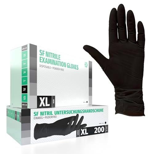 Guantes de nitrilo, 200 pcs caja (XL, Negro), guantes de examen desechables libres de látex
