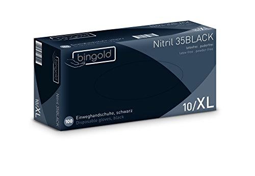 bingold 635104 - Guantes desechables (nitrilo, color negro (100 unidades)