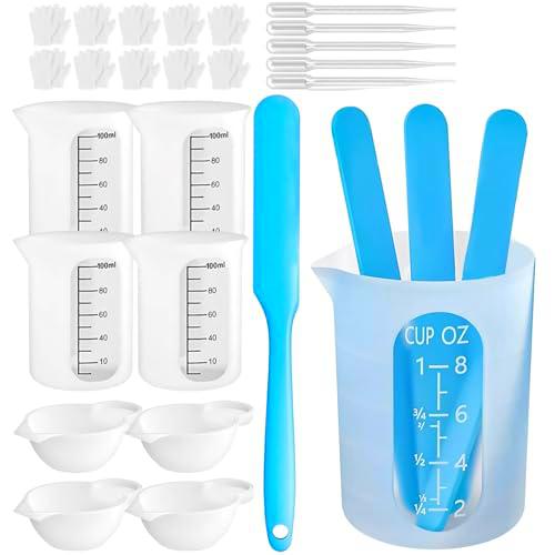 Juego de vasos medidores de silicona, 100 ml, 250 ml