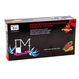 teqler T de 324532 Tattoo de guantes, Negro, Medio (100 unidades)