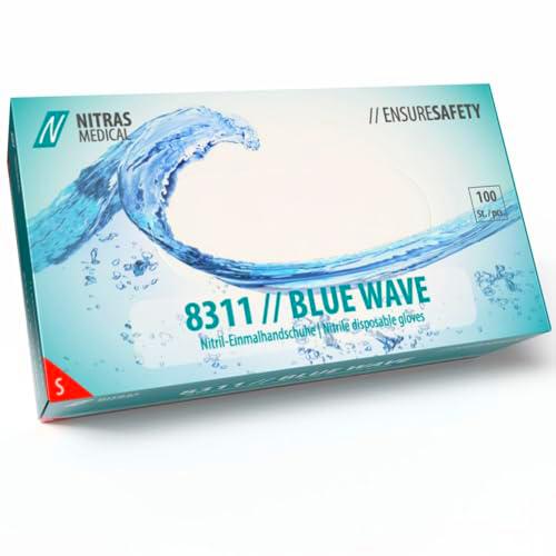 Nitras 8311 Blue Wave 832-S - Guantes desechables (nitrilo