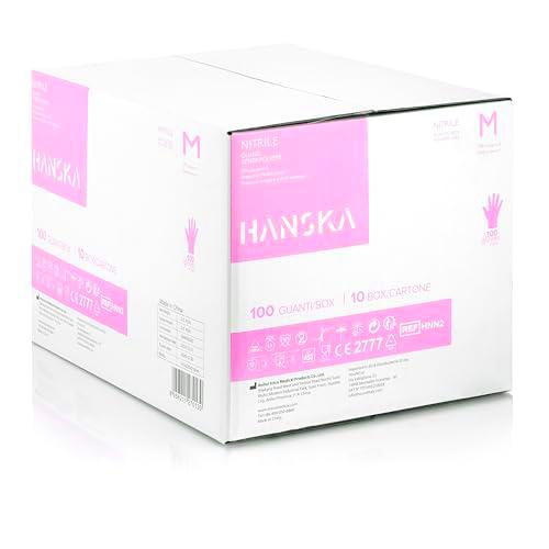 HANSKA 1000 Guantes desechables de nitrilo rosas - Sin polvo