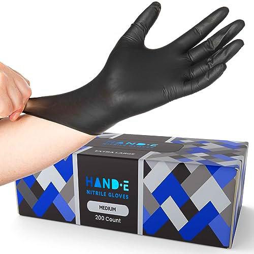 Hand-E Touch Guantes médicos desechables de nitrilo [extra gruesos 5 mil] medianos