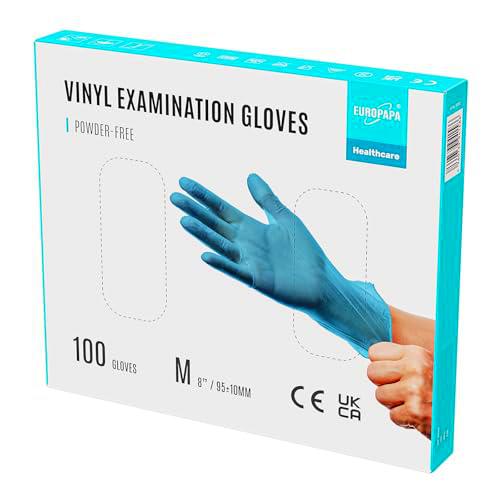 EUROPAPA 100 Guantes De Vinilo Desechables, Guantes De Examen