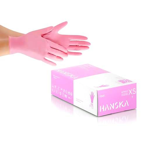 HANSKA 100 Guantes desechables de nitrilo rosas - Sin polvo