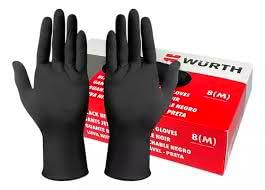WURTH Guantes de Nitrilo Desechables Sin Polvo, Guante Industrial Color Negro