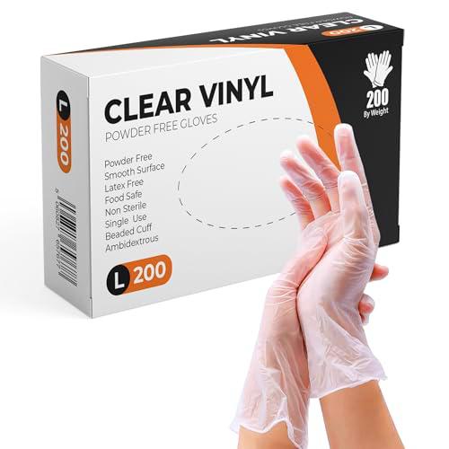 PANKTI Guantes de vinilo transparente, 200 unidades