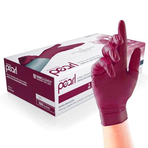 Unigloves Burgundy Pearl - Guantes de examen de nitrilo