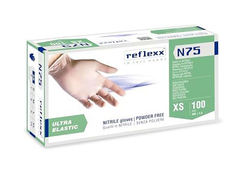 Reflexx N75 Guantes de nitrilo blancos sin polvo con alta elasticidad