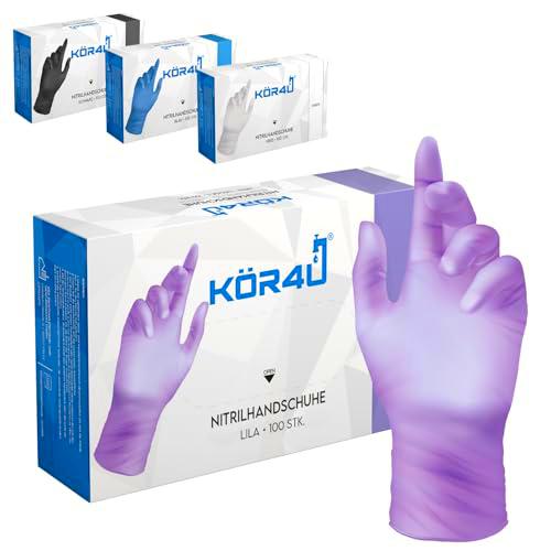 kör4u 100 guantes de nitrilo púrpura, S, sin polvo