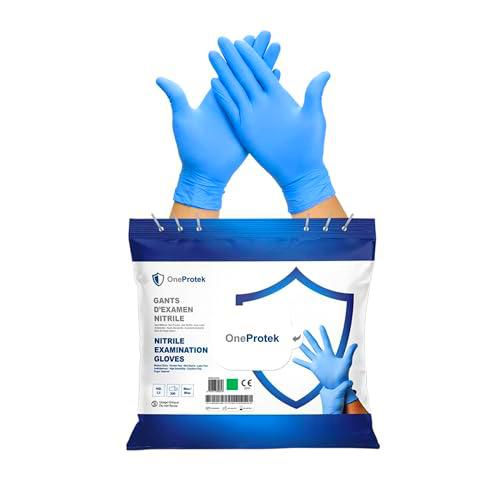 OneProtek Guantes desechables de nitrilo - Bolsa resellable de 200 guantes desechables sin polvo, talla M