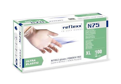 Reflexx N75 Guantes de nitrilo blancos sin polvo con alta elasticidad