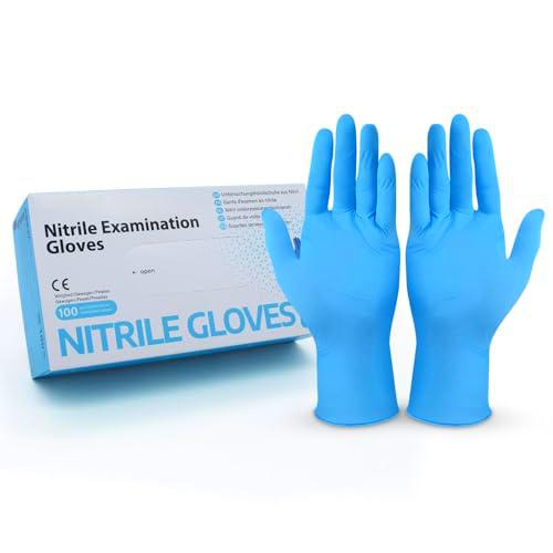 Hygiene100 100 guantes desechables azul claro, guantes de nitrilo desechables con caja