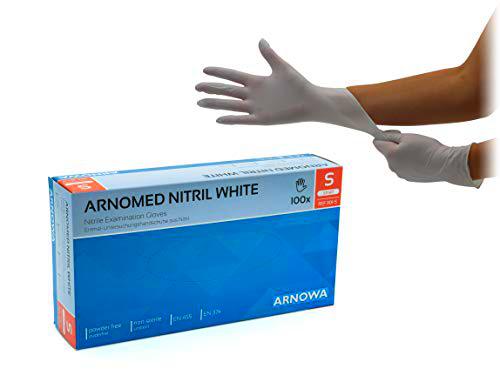 Guantes de nitrilo Arnomed, sin polvo, color azul, negro o blanco