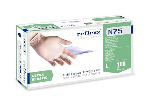 Reflexx N75 Guantes de nitrilo blancos sin polvo con alta elasticidad