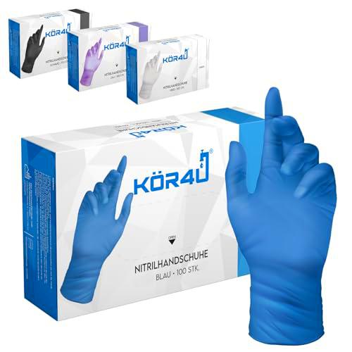 kör4u 100 guantes de nitrilo azul S, sin polvo, sin látex