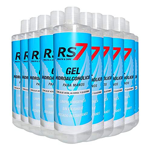 RS7 Pack 10x Gel Hidroalcohólico 500ml, Incoloro