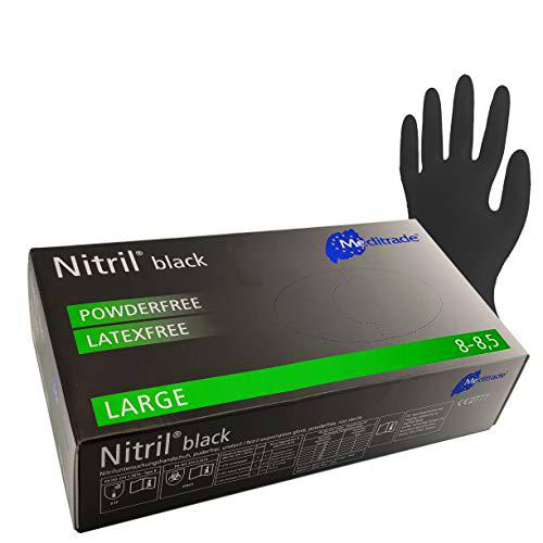 meditrade 1284l - Guantes, color negro (10 unidades)
