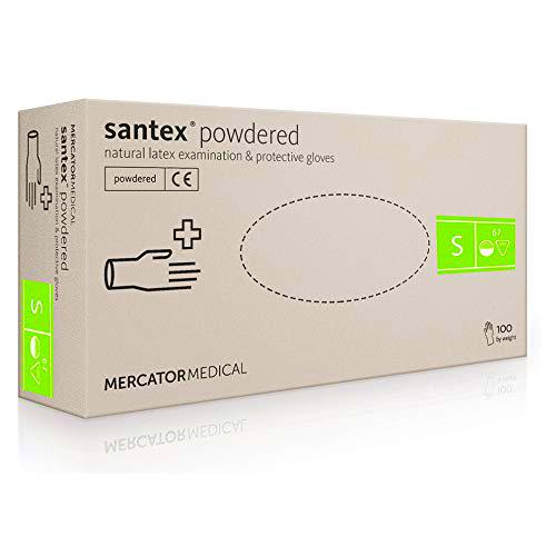 Guantes de látex Santex Powdered con polvo, color blanco crema