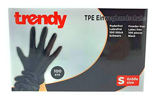 MC-Trend - 100 guantes desechables de TPE, color negro