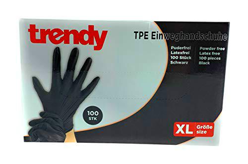 MC-Trend - 100 guantes desechables de TPE, color negro