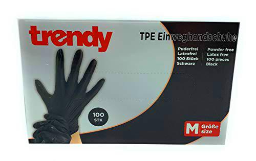 MC-Trend - 100 guantes desechables de TPE, color negro